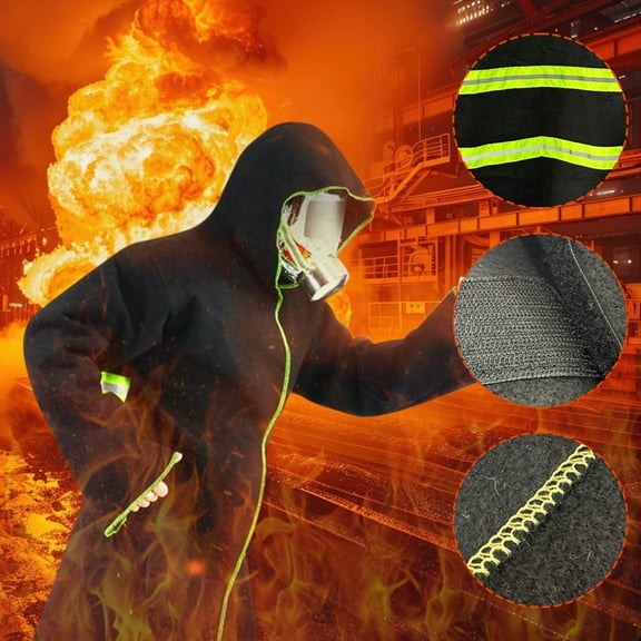 Emergency Fireproof Cloak with Hood, Fire Escape Cloak, Fire Suit 1000 Degrees Carbon Fiber Fire Cape Emergency Escape Home Fire Insulation Clothing Heat Resistant Safety Cover for Escape