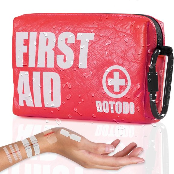 Emergency First Aid Kit - Car Medical | Portable for Trave, Home, Sports, Camping, Dorm, RV, Workplace (Red, 125 PCS)