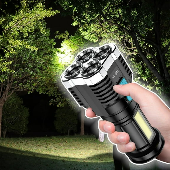 Nine Lights in One Brightest Outdoor Flashlight 1000 Lumens Led Flashlight 4pcs Led Light Rechargeable Powerful Torch Long Throw Up To 200 Meters in One Brightest Outdoor Flashligh
