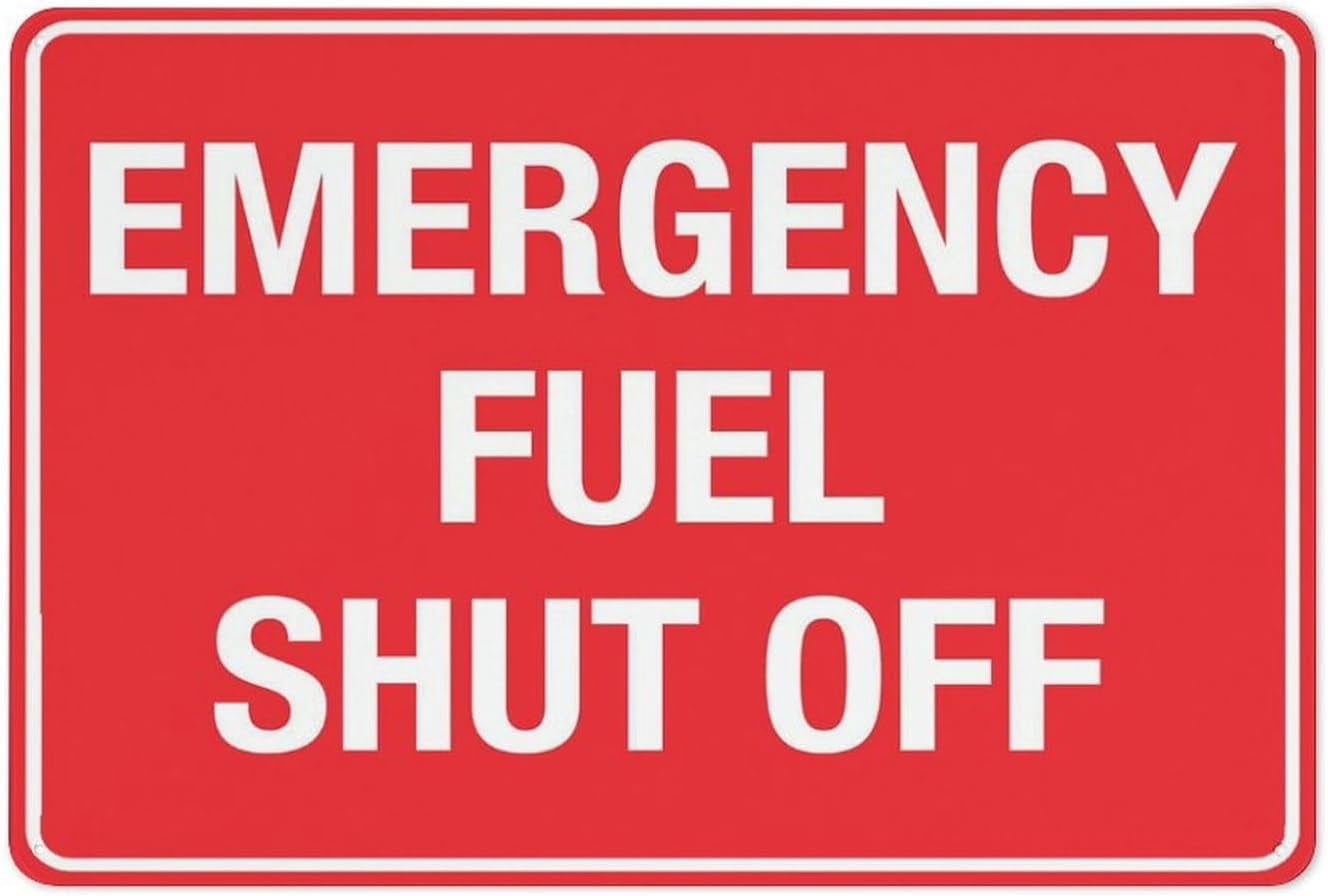 Emergency Fuel Shut Off Sign Outdoor Signs Aluminum 12X8 Inch Uv Ink ...