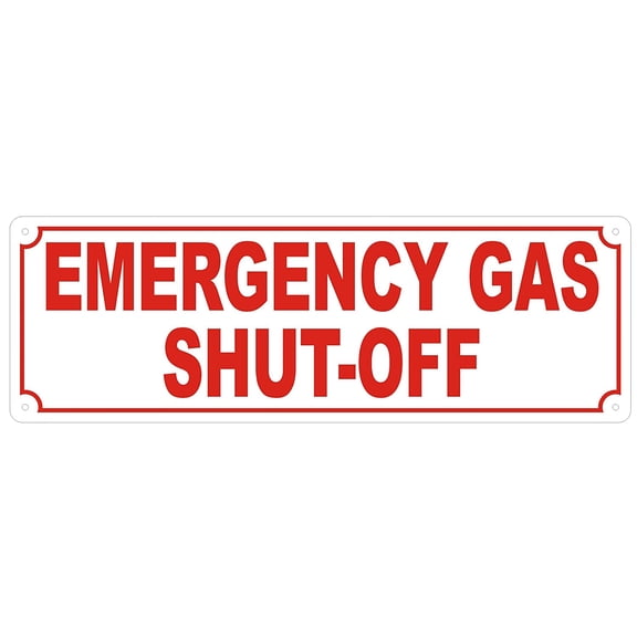 Emergency Gas Shut Off Sign -Reflective (White, Aluminum, 4X12) (ref-2201)