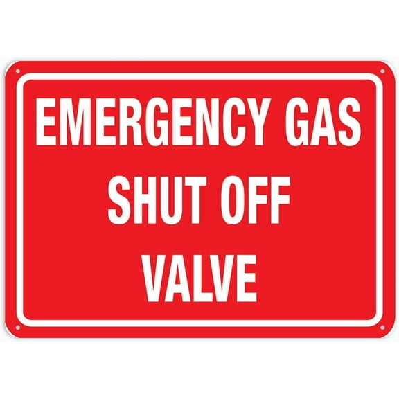Emergency Gas Shut Off Valve Outdoor Signs Aluminum 12X8 Inch Uv Ink Printed For House And Business