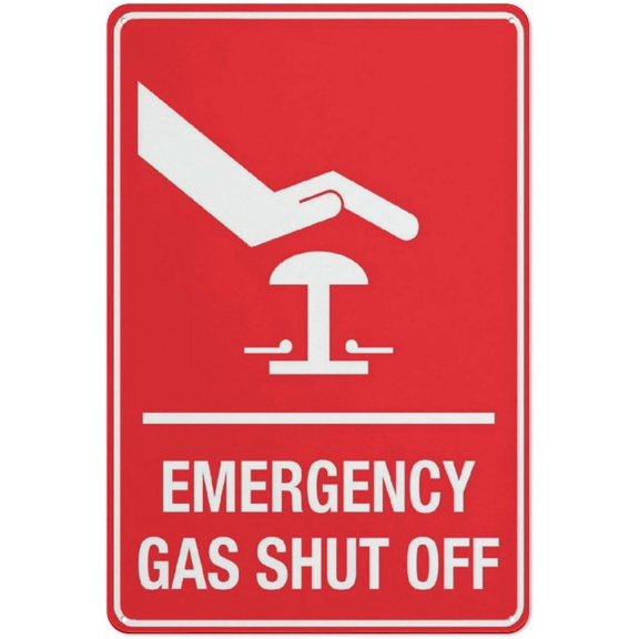 Emergency Gas Shut Off Symbol Sign Funny Decor For House Door Office Business Yard,Metal Aluminum Rust Free Sign - 8"x12", Pre-Drilled Holes, Weather Resistant