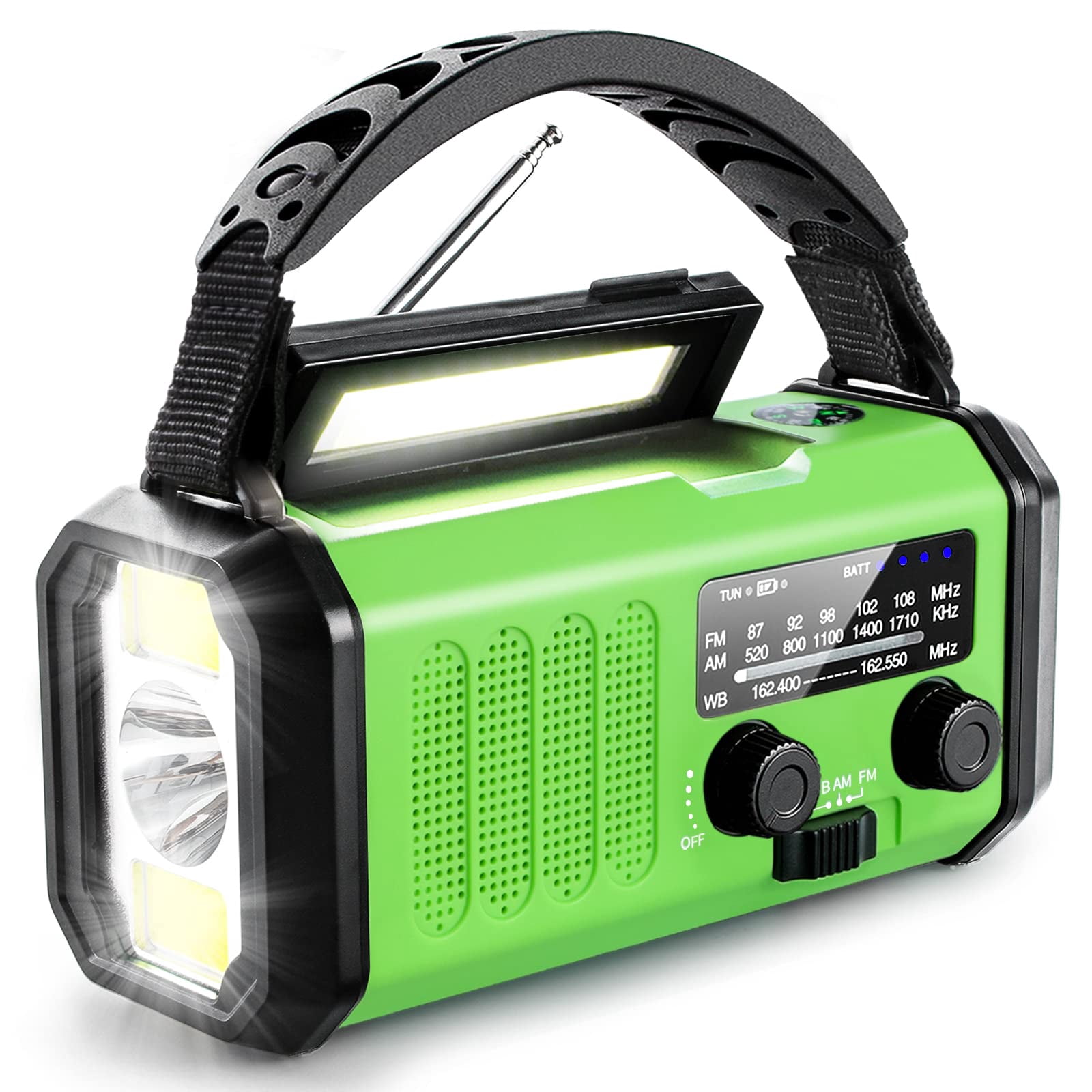 Emergency Hand Crank Radio With 10000mah/37000mwh Backup  Am Fm Noaa Weather Type-c Charge Solar Sos 3 Modes Led Flashlight Reading Lamp Compass For Outdoor