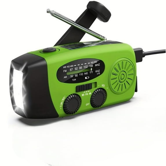 Emergency Hand Crank Radio with 2000mAh Power Bank Phone Charger, AM/FM/NOAA Portable Weather Radio with 3 LED Flashlight, Solar Powered USB Rechargeable Radio for Indoor Outdoor Camping