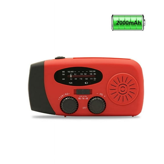 Emergency Hand Crank Radio with 2000mAh Power Bank Phone Charger, AM/FM/NOAA Portable Weather Radio with 3 LED Flashlight, Solar Powered USB Rechargeable Radio for Indoor Outdoor Camping