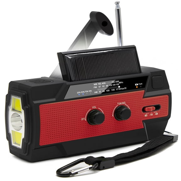 Emergency Hand Crank Radio - 4000mAh Solar Powered Hand Crank Portable AM/FM/NOAA Weather Radio with 1W Flashlight, Phone Charger, SOS Alert - Great for Camping, Hiking and Emergency Preparedness