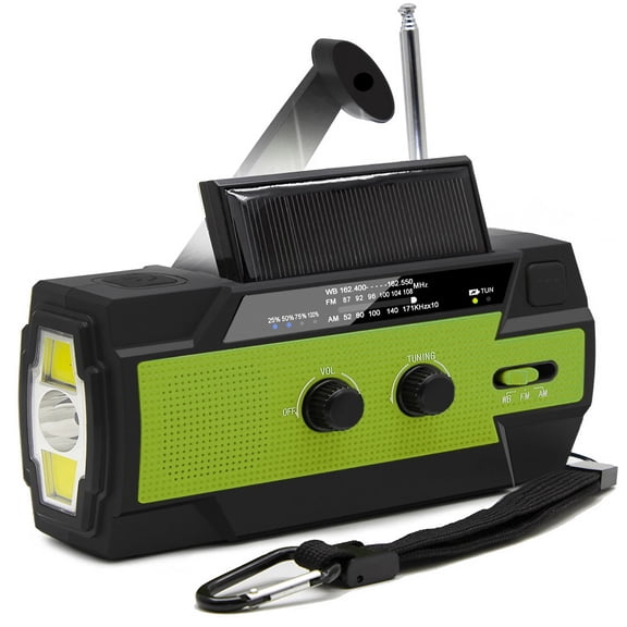 Emergency Hand Crank Radio - 4000mAh Solar Powered Hand Crank Portable AM/FM/NOAA Weather Radio with 1W Flashlight, Phone Charger, SOS Alert - Great for Camping, Hiking and Emergency Preparedness