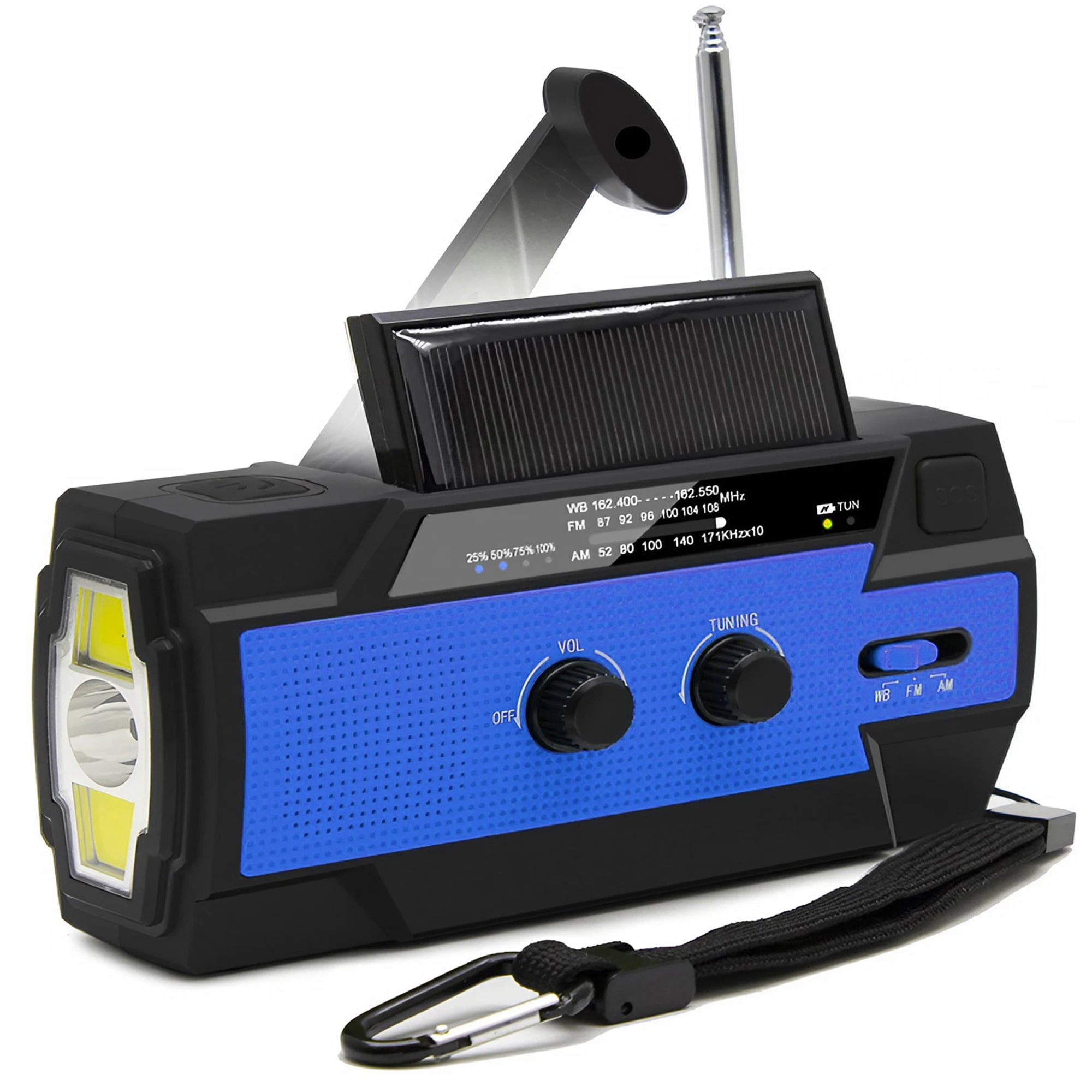 Emergency Hand Crank Radio - 4000mAh Solar Powered Hand Crank Portable AM/FM/NOAA Weather Radio with 1W Flashlight, Phone Charger, SOS Alert - Great for Camping, Hiking and Emergency Preparedness