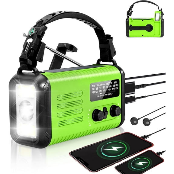 Emergency Hand Crank Radio, NOAA Weather Radio, 20000mAh /74000mWh Solar Battery Radios with AM FM, Portable Flashlight Cell Phone Charger, S0S Alarm& Reading Lamp for Camping Hiking