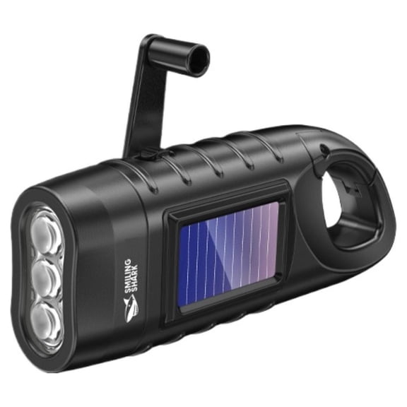 Emergency Hand-Crank Solar Flashlight, 800 Lumens 3 LED Survival Torch, Portable Manual Power Generation, Lightweight Outdoor Safety Tool for Camping Hiking & Home Emergency