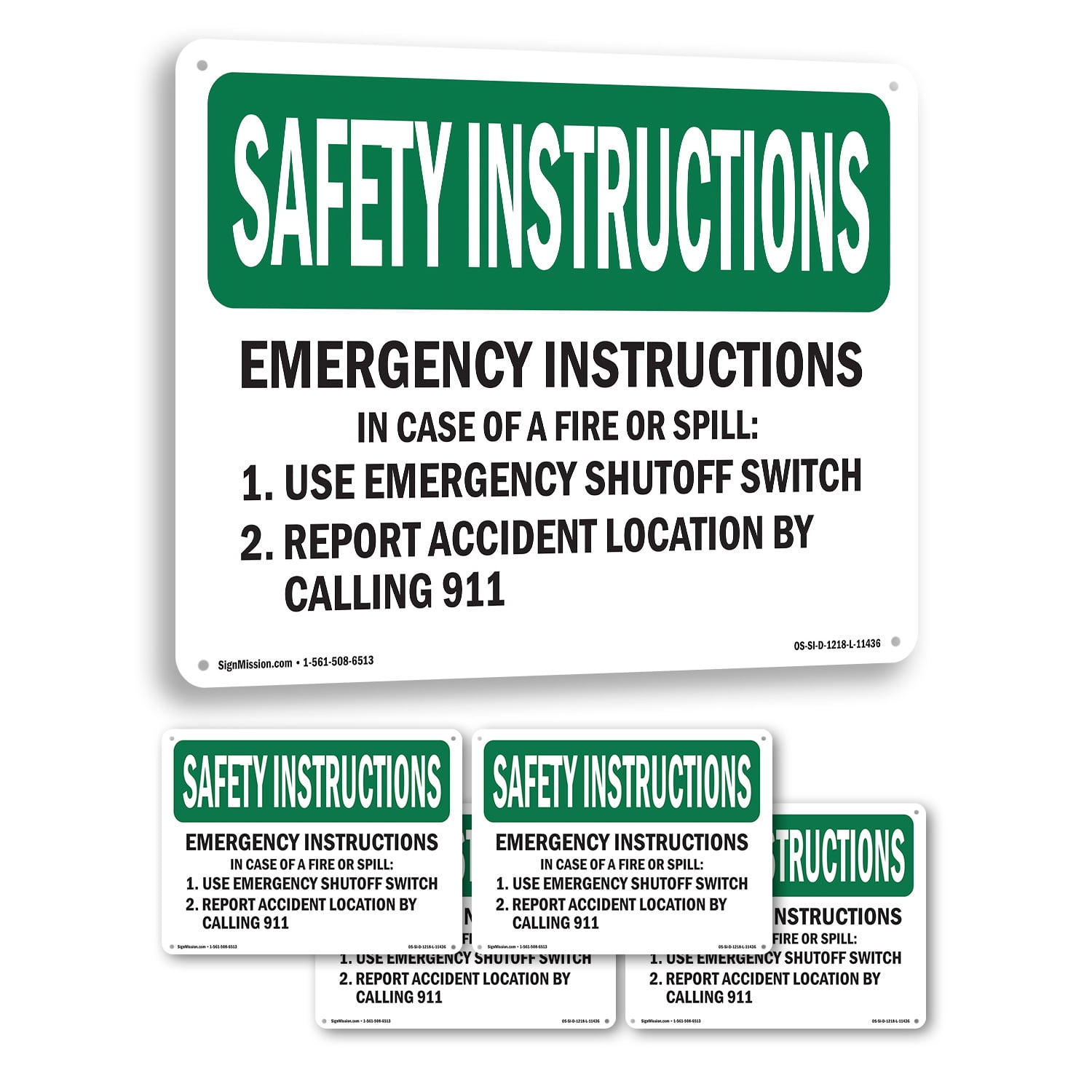 Emergency Instructions In Case Of A Fire OSHA Safety Instructions Rigid ...