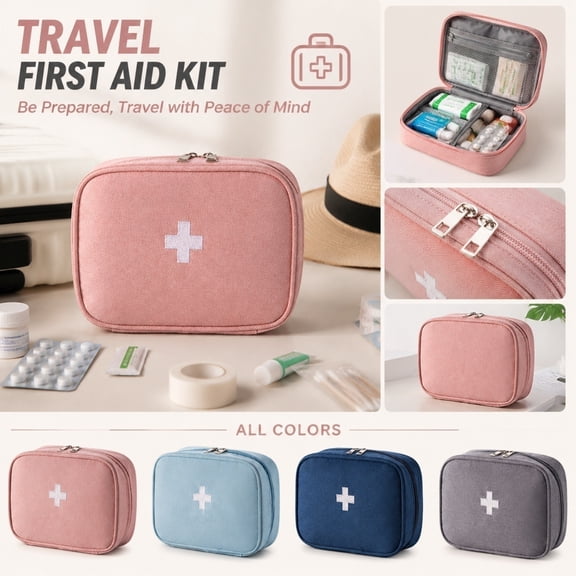 Emergency Kit, Car First Aid Kit Emergency Kit, Emergency Survival Kit, Travel Kit, 8X6X3 Inch Medium Navy Blue, Lightweight Rugged Dual-Zipper Travel Case for Outdoor Adventure