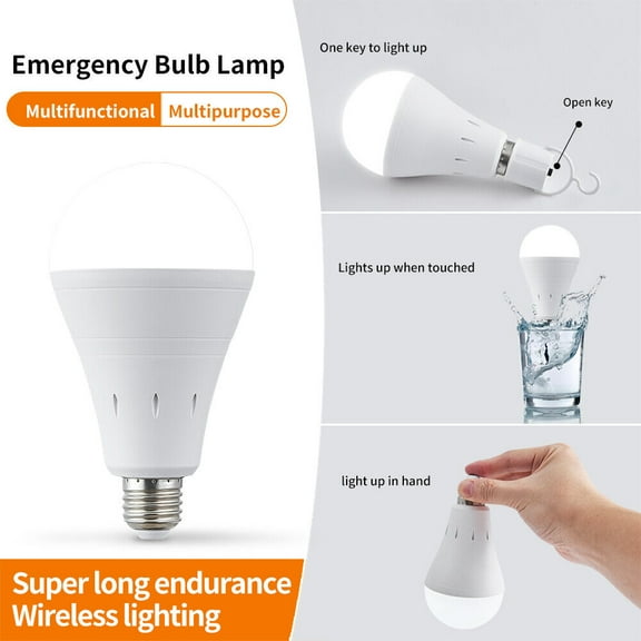 Emergency LED Light Bulb - Battery Backup for Power Outages