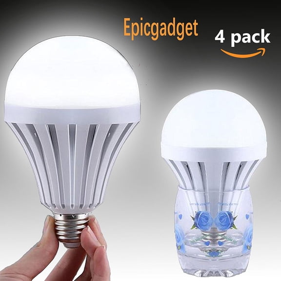 Emergency LED Light Bulb, Epicgadget 4 Pack 12W White Magical Emergency LED Light Bulb E27 6500K