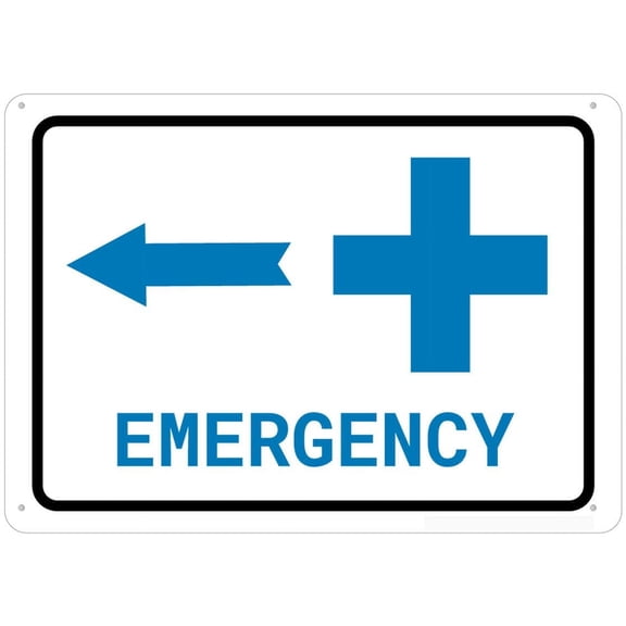 Emergency Left Arrow With First Aid Symbol Sign Signs Outdoor, Uv Printed, Weatherproof And Security Signs For Home Or Business Size: 12 x 16 inch