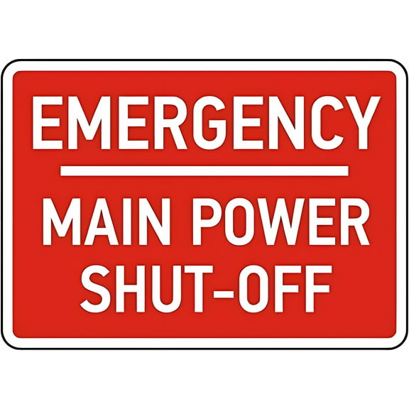 Emergency Main Power Shut-Off Sign - 8"x12" Machine Machinery Operation Metal Tin Safety Sign for Home Work