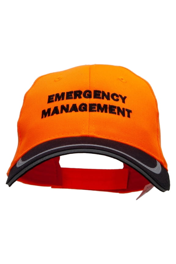 Emergency Management Embroidered Poly Twill Safety Cap - Orange Black OSFM