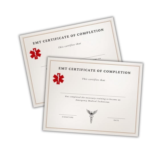 Emergency Medical Tech Certificate of Completion 30pk 8.5x11 Graduation from Program Paramedic Award Recognition Frame