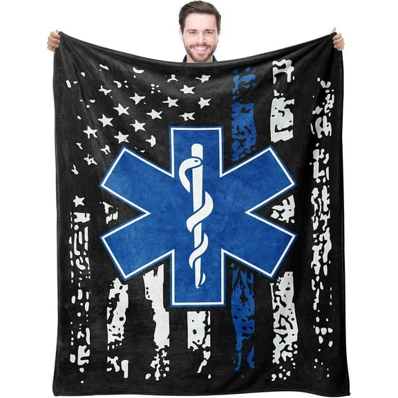 Emergency Medical Technician Gift Blanket, EMT/EMS Appreciation Gifts for Men Or Women, EMS Week Present Blanket, First Responder Thank You Gift Throws