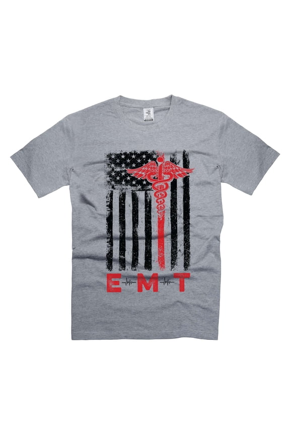 Emergency Medical Technician Tshirt EMT Patriotic Shirt EMT Usa Flag T Shirt Paramedic Shirts (Small Grey)
