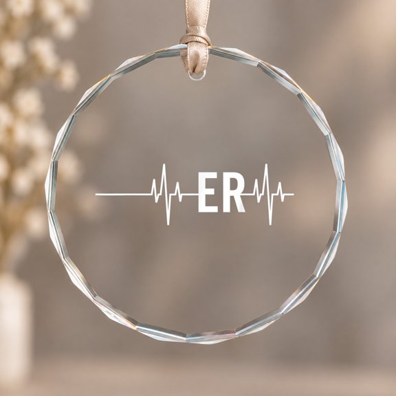 Emergency Medicine ER Heart Theme Ornament, Hanging Decor, Circle Glass Ornament