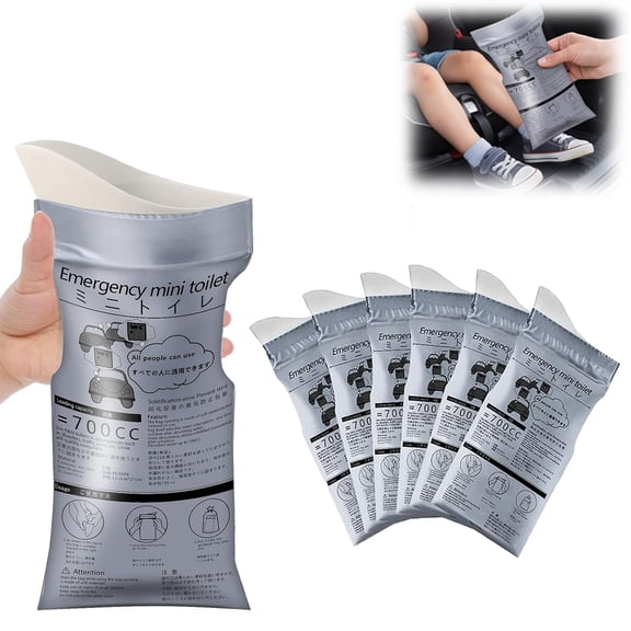Emergency Mini Toilet Bag 6/12/18 Pack, Portable Urinal for Car Travel, Disposable Pee Bags for Men Women Kids, Traffic Vomit Bag (6PCS)