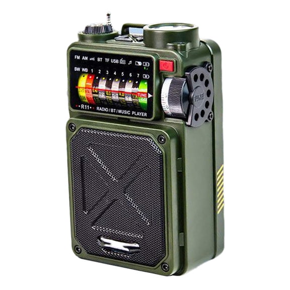 Emergency Multifunctional Radio Bluetooth Speaker Compass Flashlight Solar Powered Hand Cranked Generator Power Bank