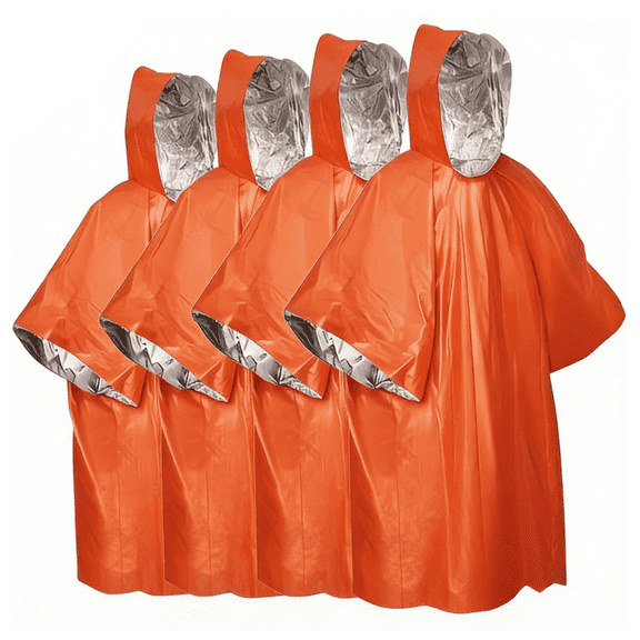 Emergency Mylar Blanket - Waterproof, Wind-Resistant Outdoor Rain Cover for Camping, Emergencies, 4 Pack