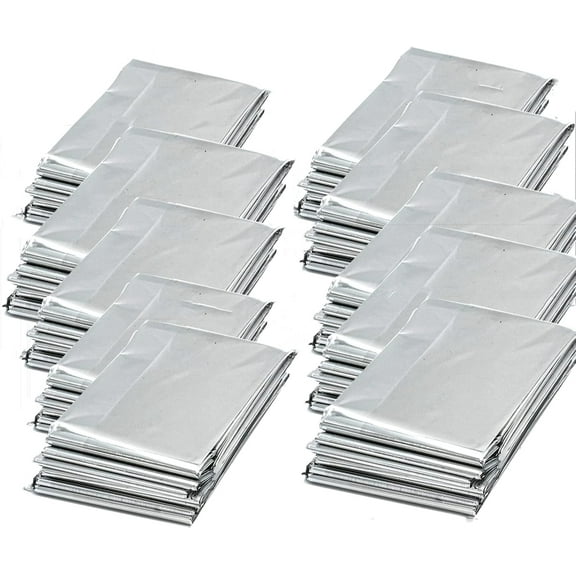 Emergency Mylar Thermal Blankets, Silver Gold Foil Survival Blanket Space Blanket Survival Kit for Outdoors, Camping, Hiking (10pcs)