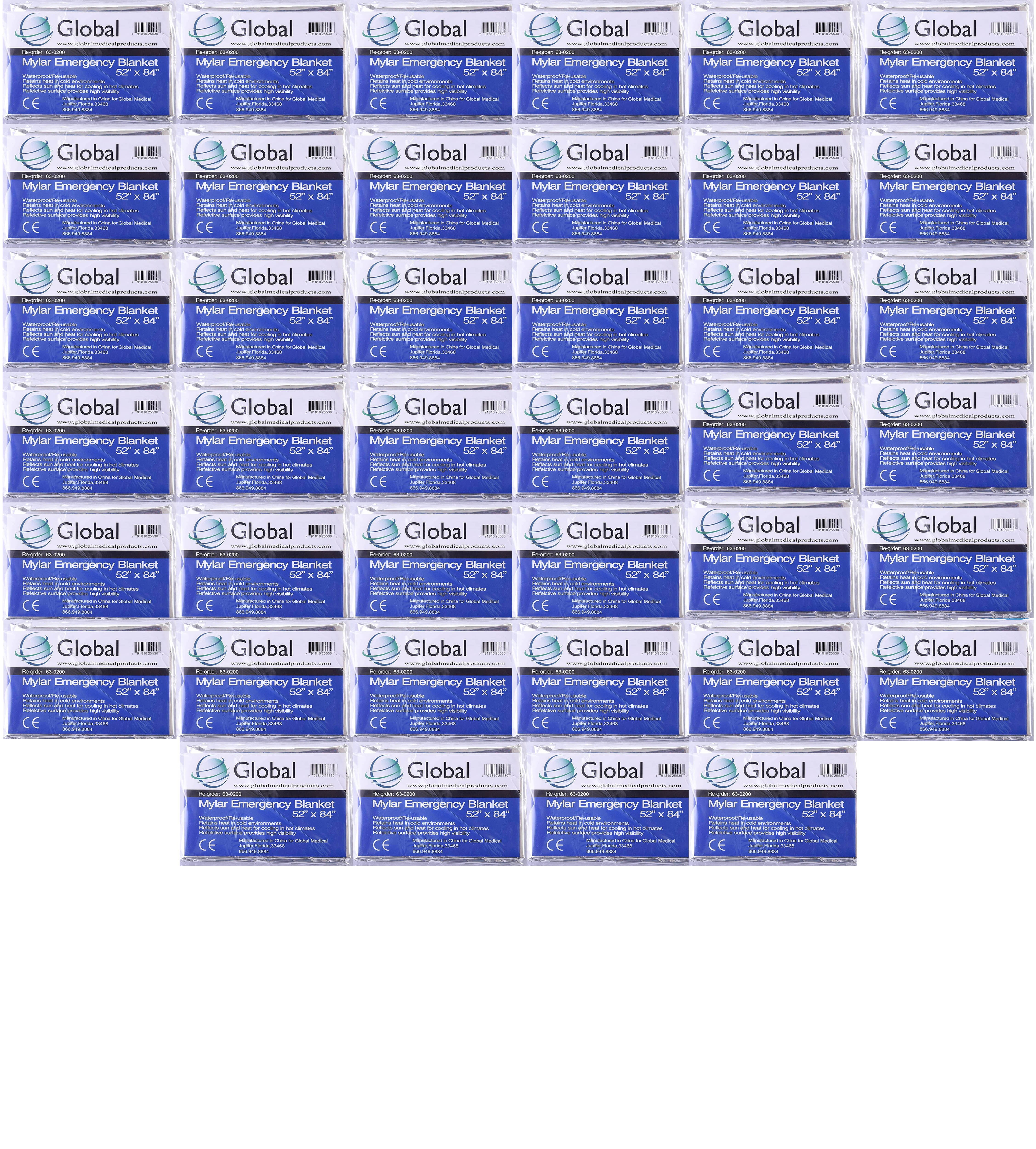 Emergency Mylar Thermal Blankets - Space Blanket Survival Kit Camping Blanket (40-Pack). Perfect for Outdoors, Hiking, Survival, Bug Out Bag，Marathons, or First Aid