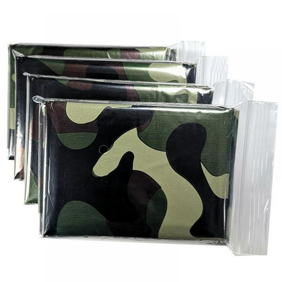 Emergency Foil Mylar Thermal Blanket, 52" Length x 82" Width, Woodland Camo,Designed for Outdoors, Survival, First Aid