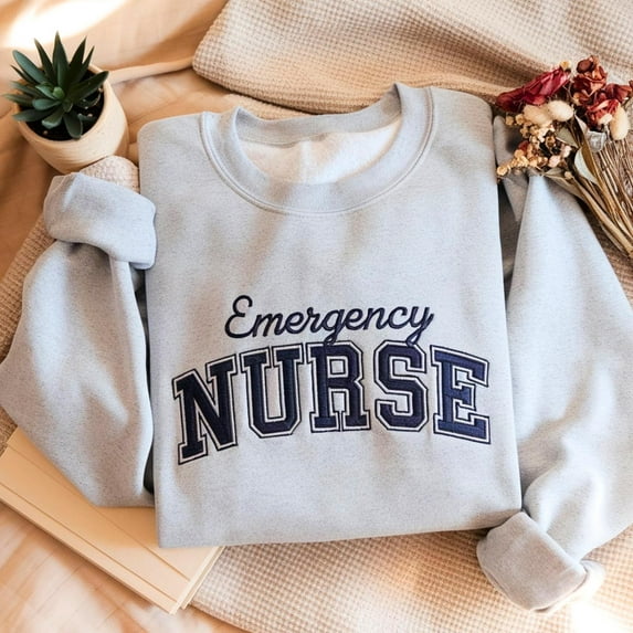 Emergency Nurse Embroidered Sweatshirt, ER Department Embroidery Shirt, Gift for Nurse