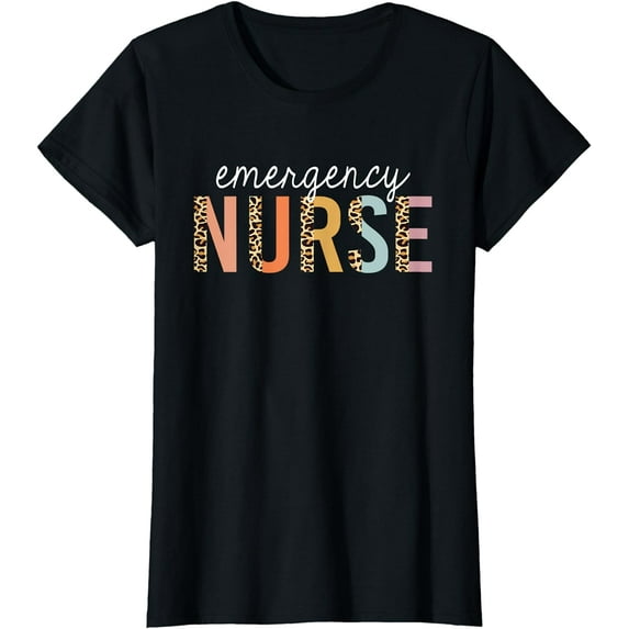 Emergency Nurse Leopard Print ER Nurse Nursing School Women T-Shirt