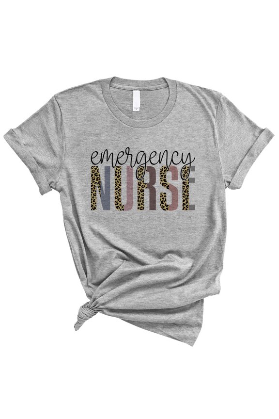 Emergency Nurse Leopard Print Shirt Unisex Medium Grey