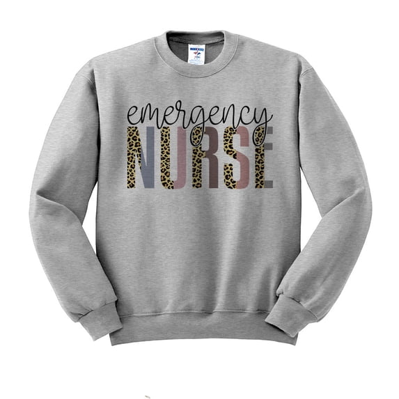 Emergency Nurse Leopard Print Sweatshirt Unisex Medium Grey