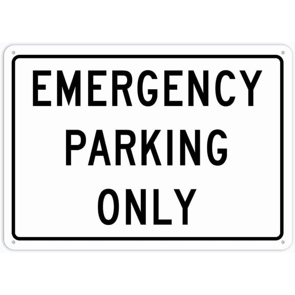 Emergency Parking Only Caution Safety Signs, Warning Signs, Security Signs, Alt Room Decor, Indoor & Outdoor Signs For Home, Office, Work 12" X 8"