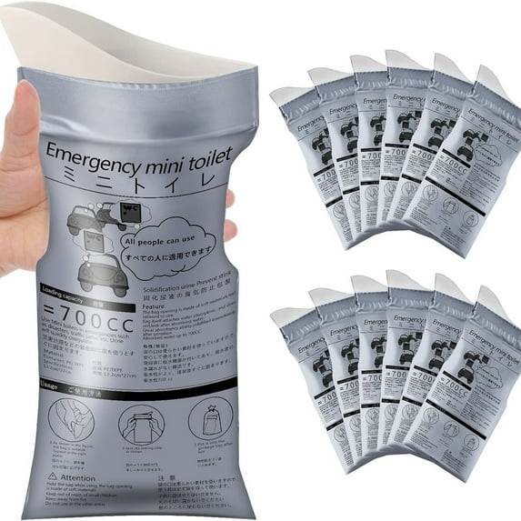 Emergency Portable Urine Bag, 12 Pack 700MLTravel Urinal Bag, Unisex Urinal Bag, Disposable Urine Bag Suitable for Camping, Travel, Traffic Jams, Pregnant Women, Children, Patients