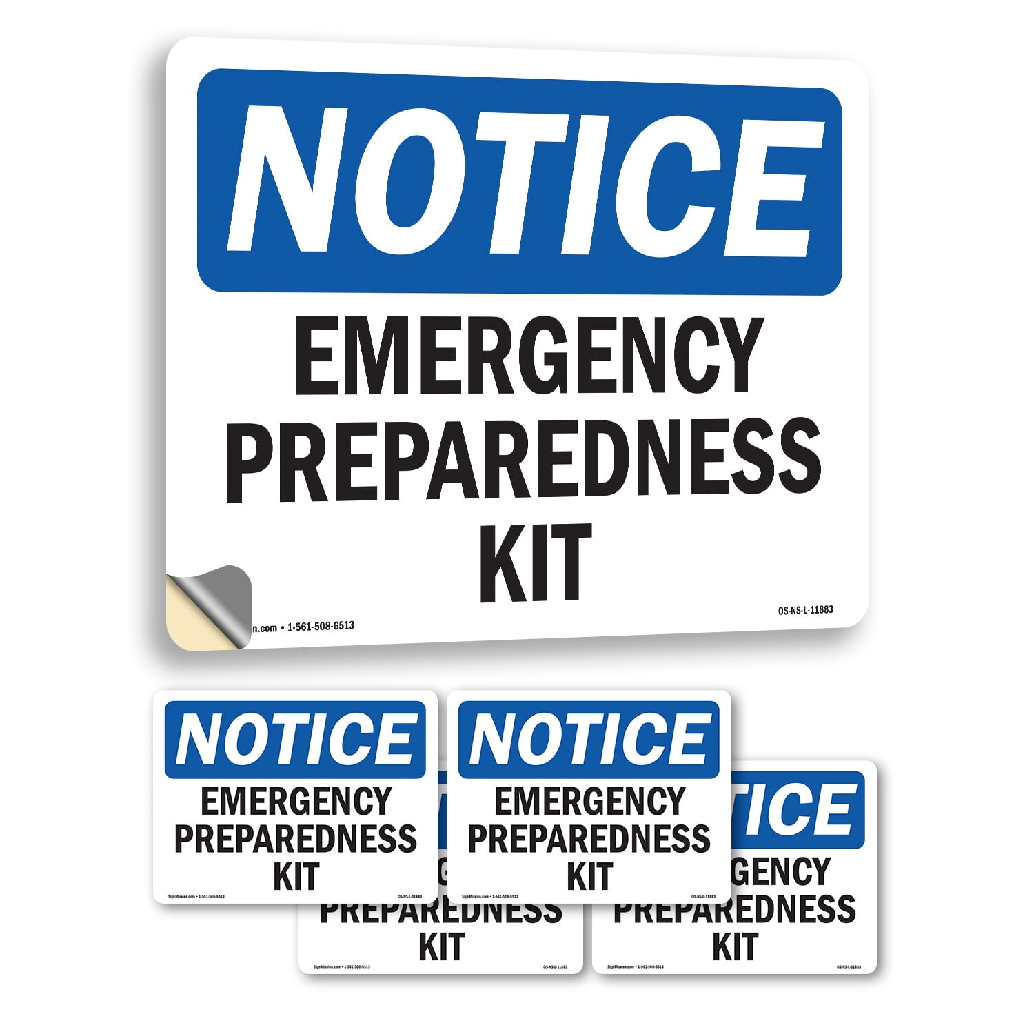 Emergency Preparedness Kit OSHA Notice Vinyl Decal Label 5 Inch x 3.5 ...