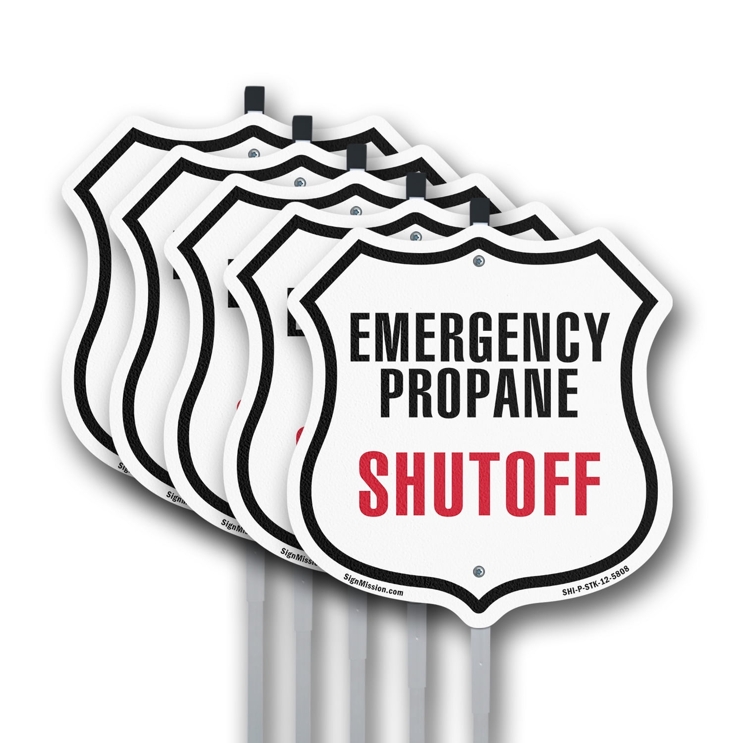 Emergency Propane Shut Off (5 Pack) 12 inch X 12 inch Shield Shaped ...