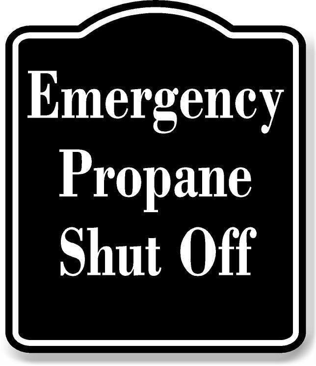 Emergency Propane Shut Off OSHA BLACK Aluminum Composite Sign, 8.5
