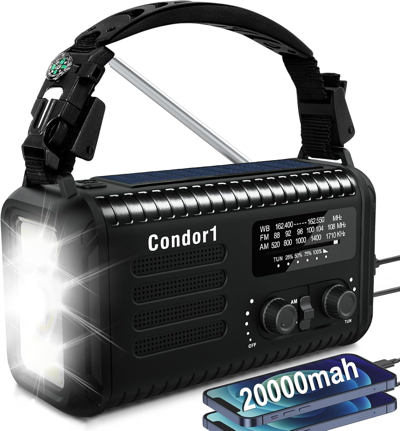 Emergency Radio - 20000mah Portable Weather Radio with NOAA/AM/FM ...