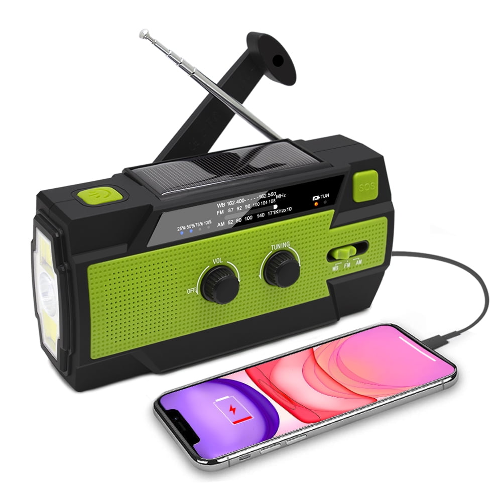Emergency-Radio,CoastaCloud 4000mAh Weather Radios with Hand Crank & Solar Charging,3 Gear LED Flashlight,SOS Alarm, Portable Power Bank,AM/FM/NOAA,Motion Sensor Reading Lamp