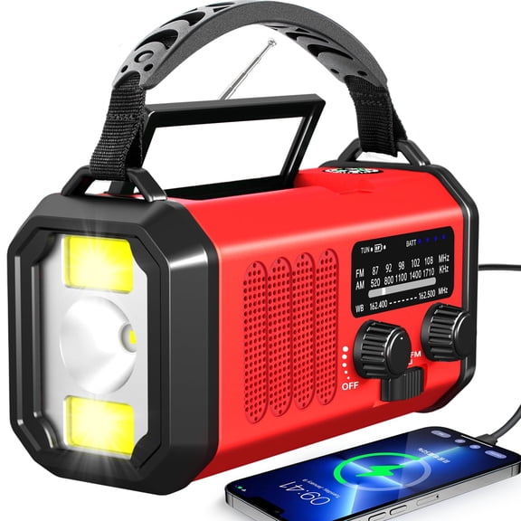 Emergency Radio Hand Crank Solar  Am/fm/noaa Weather Built-in 20000mah Type-c Flashlight Reading Light Sos Compact & Portable For Camping/emergencies