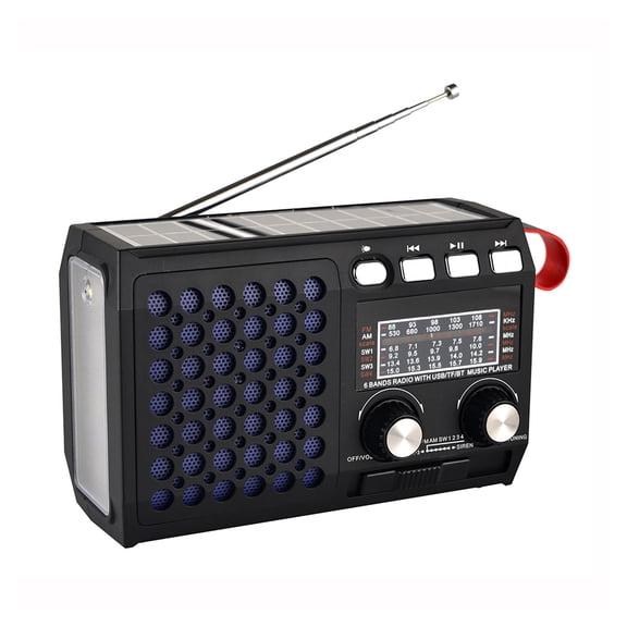 Emergency Radio Rechargeable Portable FM AM SW1-4 Radio with Bluetooth Speaker USB disk or TF Card MP3 Music Player