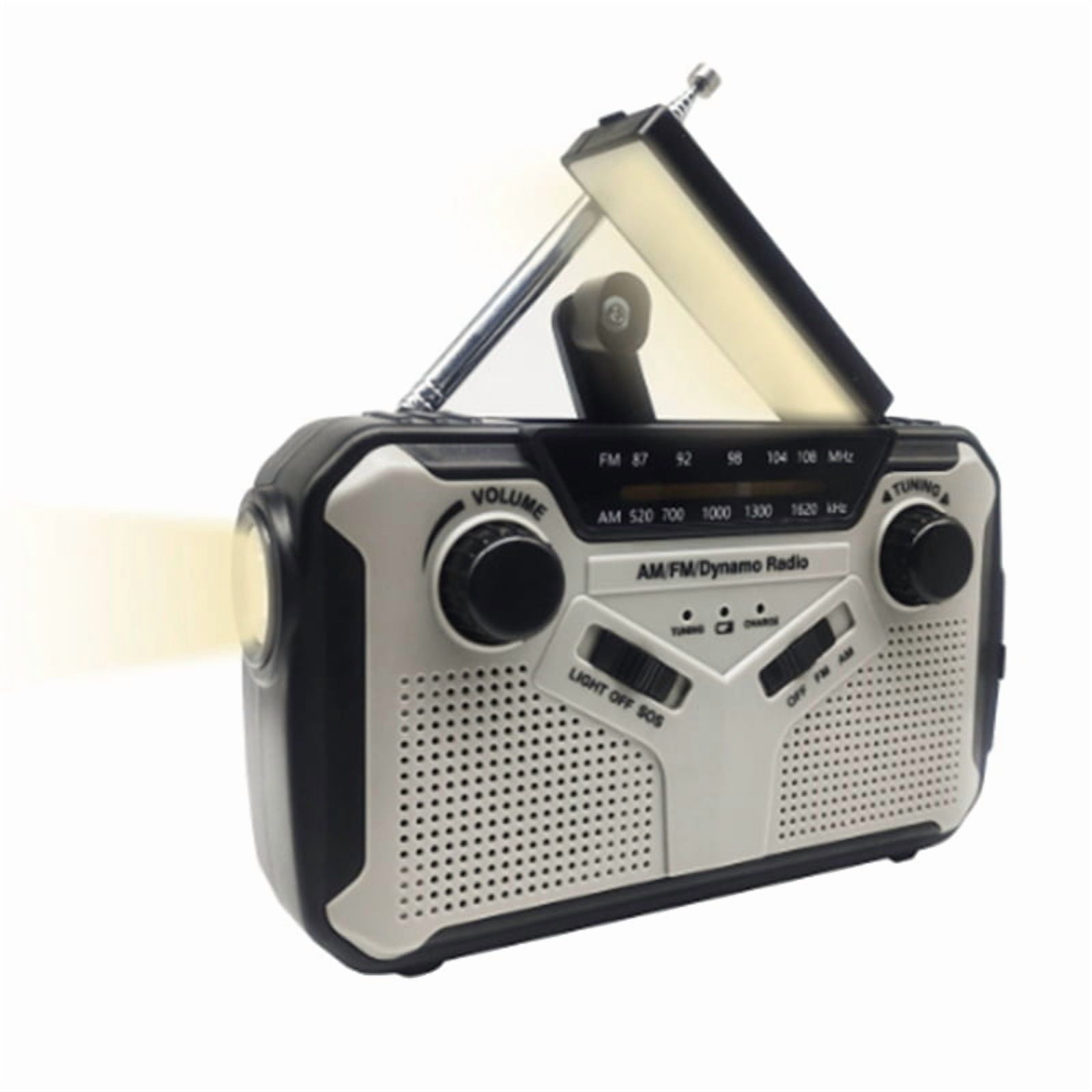 Emergency Radio Solar Hand Crank Radio AM/FM Radio LED Flashlight SOS Alarm Power Bank Speaker Gray,1 * Emergency Radio,Gray