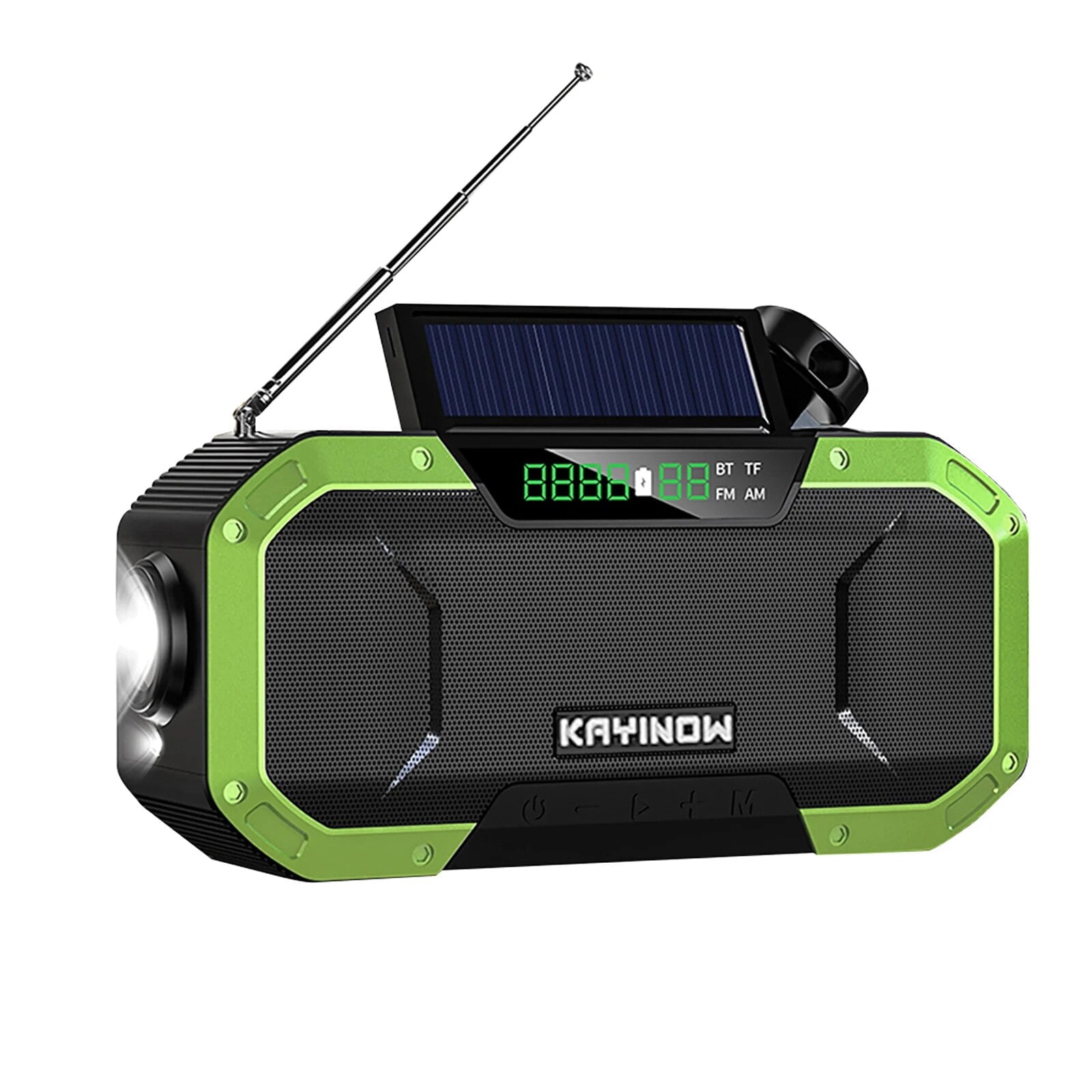 Emergency Radio Waterproof Bluetooth Speaker,Hand-Crank NOAA Weather Radio with Solar Panel,5000mAH Cell Phone Charger,Flashlight,SOS,Outdoor Camping Gear Camping