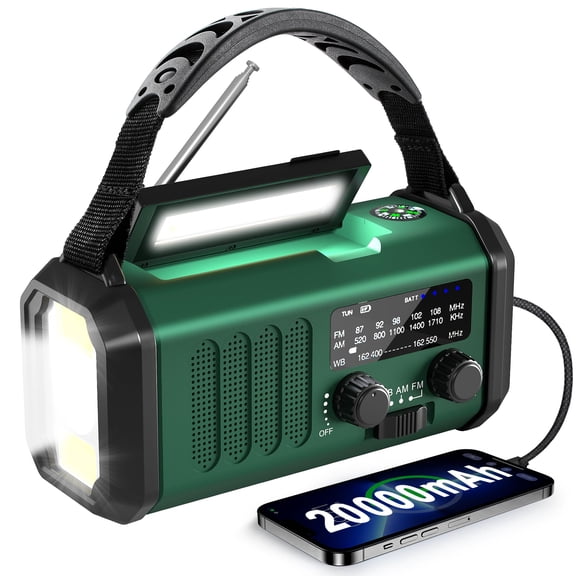 Emergency Radio-noaa Weather Radio 20000mah/74000mwh With Am/fm Portable Solar Panel/hand Crank/ac Input Rechargeable And Flashlight Sos Siren Lamp For Camping Indoor/outdoor Emergencies