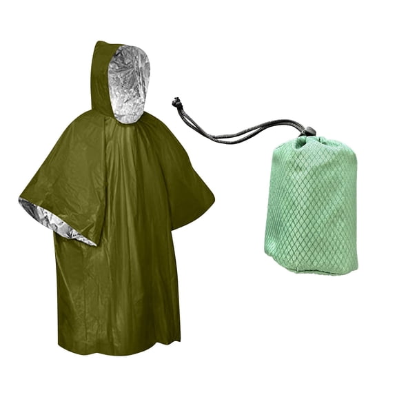 Emergency Rain Poncho For Outdoor Adventures And Disaster Preparedness Lightweight Reusable Hooded Shelter Wake Vest Life Ring with Rope Canoe Float Bags Clam Ice Picks Throw Rope Bag Womens Life
