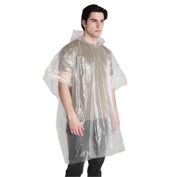 Emergency Rain Poncho - Reusable, Lightweight, Waterproof, One-Size-Fits-All, Unisex with Hood. Perfect for Travel, Backpack, Purse. 50in x 80in